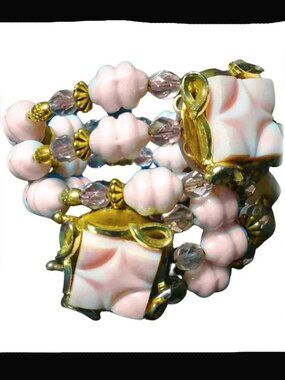 Pale Pink Retro Wrap Cuff Bracelet- Whimsigoth Romantic Coquette